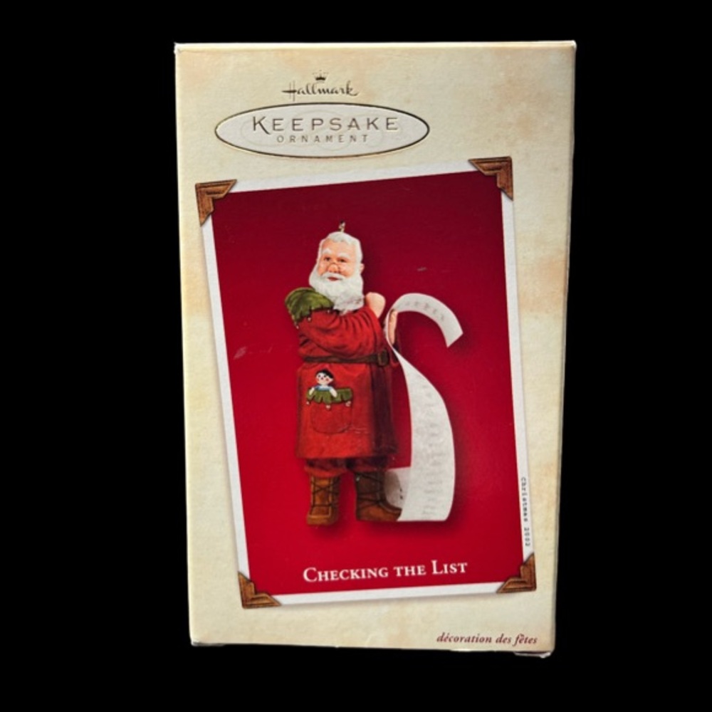 Vintage HALLMARK 2002 Keepsake Ornament “Checking the List” Santa
